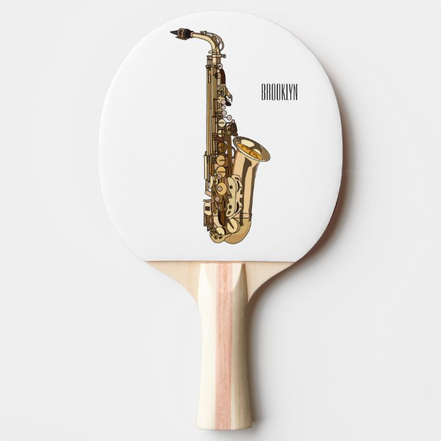 Saxophone cartoon illustration ping pong paddle (Front)
