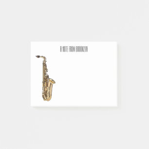 Saxophone cartoon illustration post-it notes