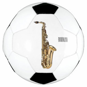 Saxophone cartoon illustration soccer ball