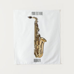 Saxophone cartoon illustration tapestry