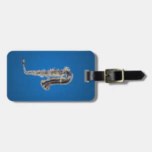 Saxophone cartoon luggage tag