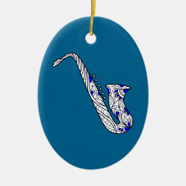 Saxophone Ceramic Ornament (Front)