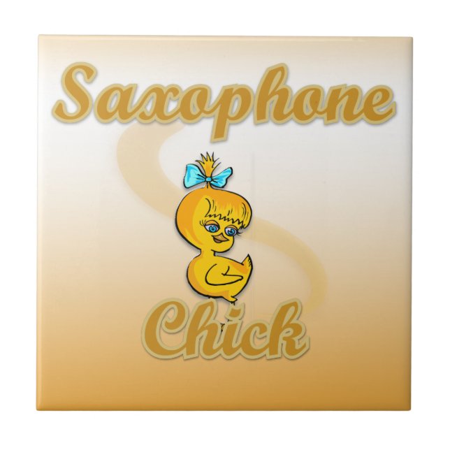 Saxophone Chick Ceramic Tile (Front)
