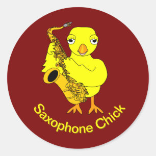 Saxophone Chick Classic Round Sticker