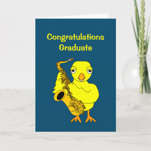 Saxophone Chick Graduation Card
