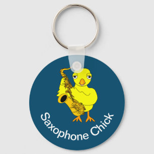 Saxophone Chick Key Ring