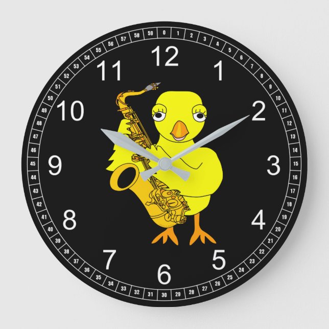 Saxophone Chick Large Clock (Front)
