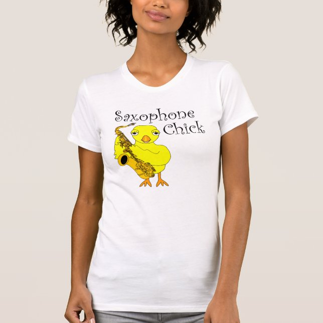 Saxophone Chick Text T-Shirt (Front)