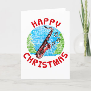 Saxophone Christmas Card Saxophonist Jazz Musician