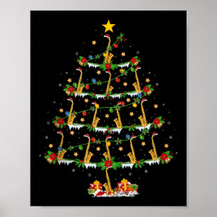 Saxophone Christmas Tree Lights Music Lover Musica Poster