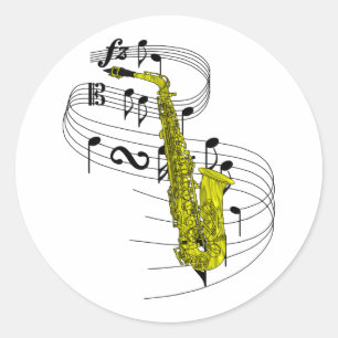 Saxophone Classic Round Sticker