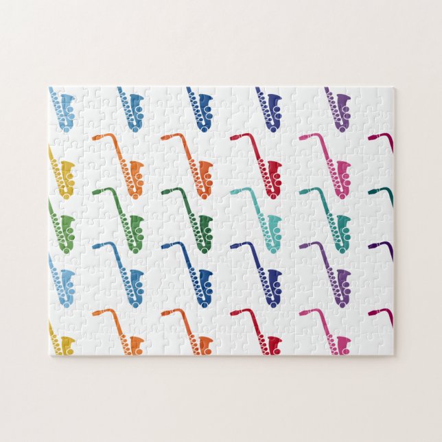 Saxophone Colourful Fun Array Music Jigsaw Puzzle (Horizontal)