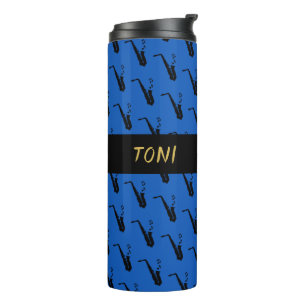 Saxophone Cool Blue Music Thermal Tumbler