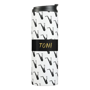 Saxophone Cool White Music Thermal Tumbler