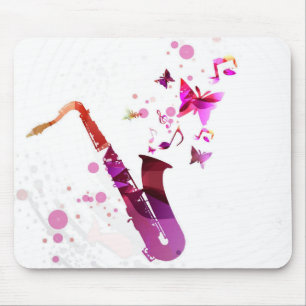 Saxophone cute music and butterflies mouse pad