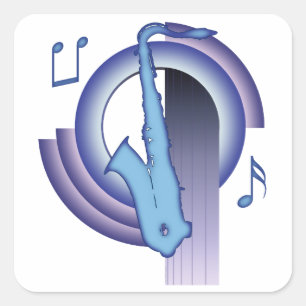 Saxophone Deco2 Square Sticker