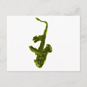 Saxophone design, green version postcard