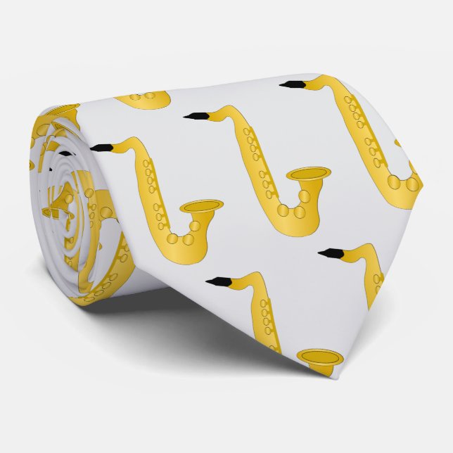 Saxophone Design Tie (Rolled)