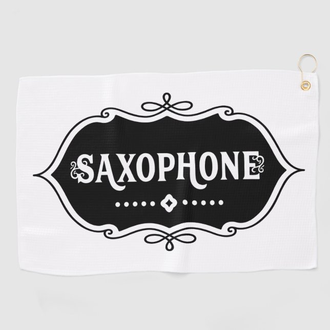 Saxophone Emblem Golf Towel (Horizontal)
