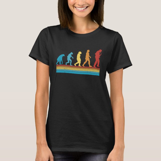 Saxophone Evolution Retro Saxophone Player Saxopho T-Shirt (Front)