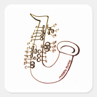 saxophone fingering square sticker