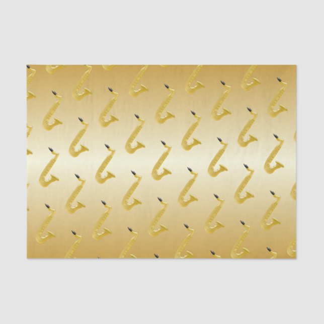 Saxophone Gold Coloured Tissue Paper (Front)