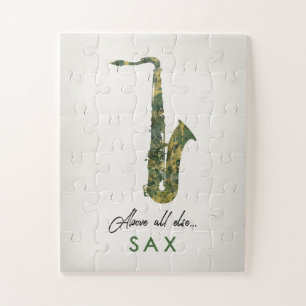 Saxophone - Green Marble Music Jigsaw Puzzle