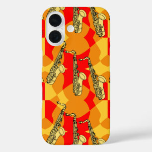 Saxophone Grey Pattern iPhone 16 Case