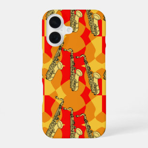 Saxophone Grey Pattern iPhone 16 Case