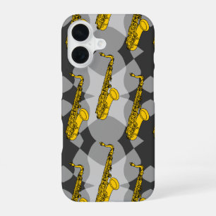 Saxophone Grey Pattern iPhone 16 Case