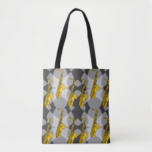 Saxophone Grey Pattern Tote Bag (Front)