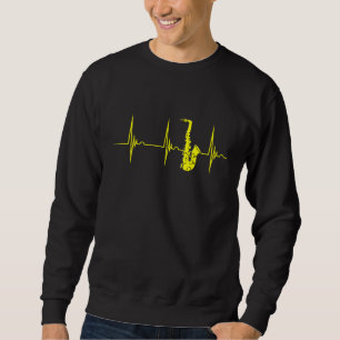Saxophone Heart Beat Pulse Jazz Music Instrument Sweatshirt