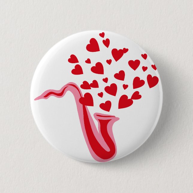 Saxophone Hearts 6 Cm Round Badge (Front)