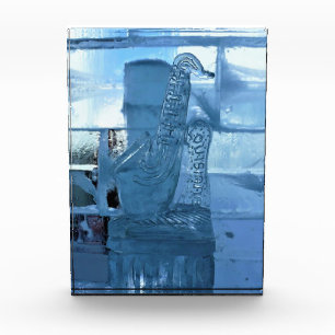 Saxophone Ice Sculpture, Quebec, Canada Photo Block