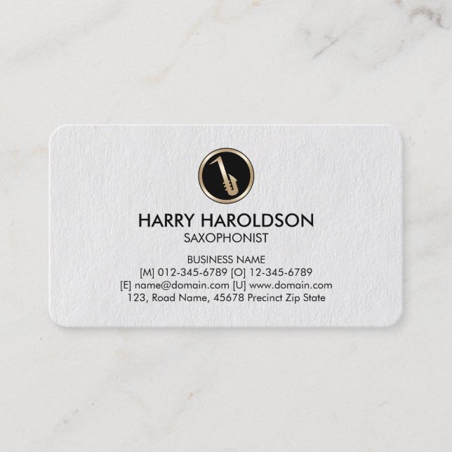 Saxophone Icon Saxophonist Premium Business Card (Front)