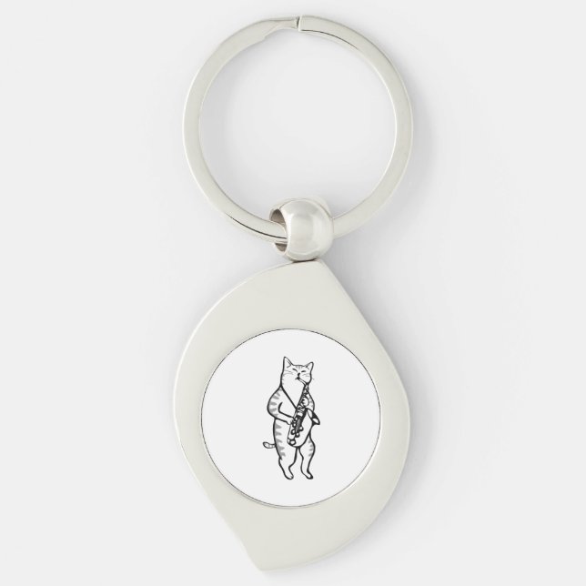 Saxophone Instrument Music Jazz Cat Golf Balls Key Ring (Front)