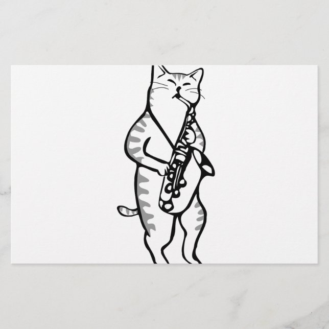 Saxophone Instrument Music Jazz Cat Post-it Notes Stationery (Front)