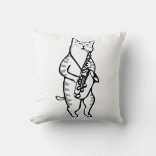 Saxophone Instrument Music Jazz Cat T-Shirt Cushion