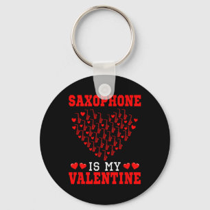 Saxophone Is My Valentine Instrument Team Cute Hea Key Ring