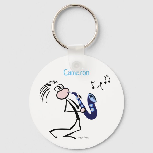 Saxophone Jazz Music Key Ring (Front)