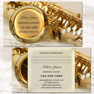 Saxophone Lessons Appointment Business Card