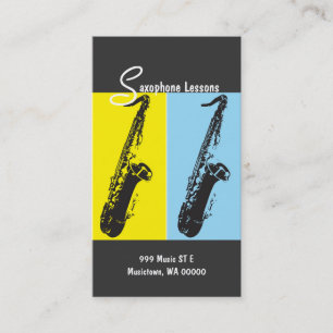 Saxophone Lessons, Instructor, Music Business Card