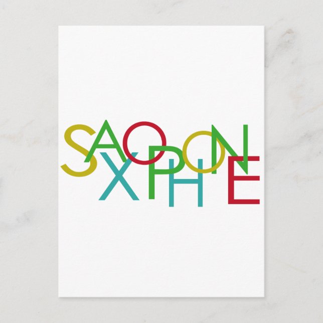 SAXOPHONE Letters Postcard (Front)