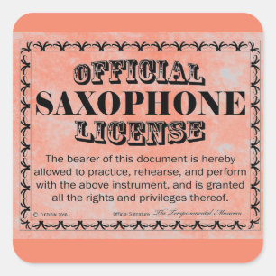 Saxophone License Square Sticker
