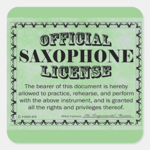 Saxophone License Square Sticker