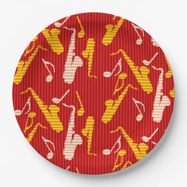 Saxophone Lines  Paper Plate (Front)
