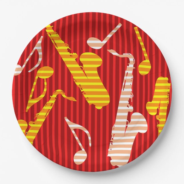 Saxophone Lines  Paper Plate (Front)