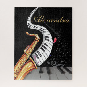 Saxophone Luxury Personalised Piano  Jigsaw Puzzle
