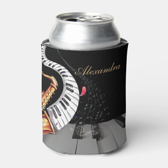 Saxophone Luxury Piano Music Personalised Can Cooler (Can Front)
