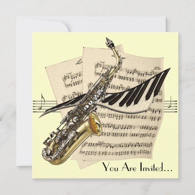 Saxophone Music Design Invitation (Front)